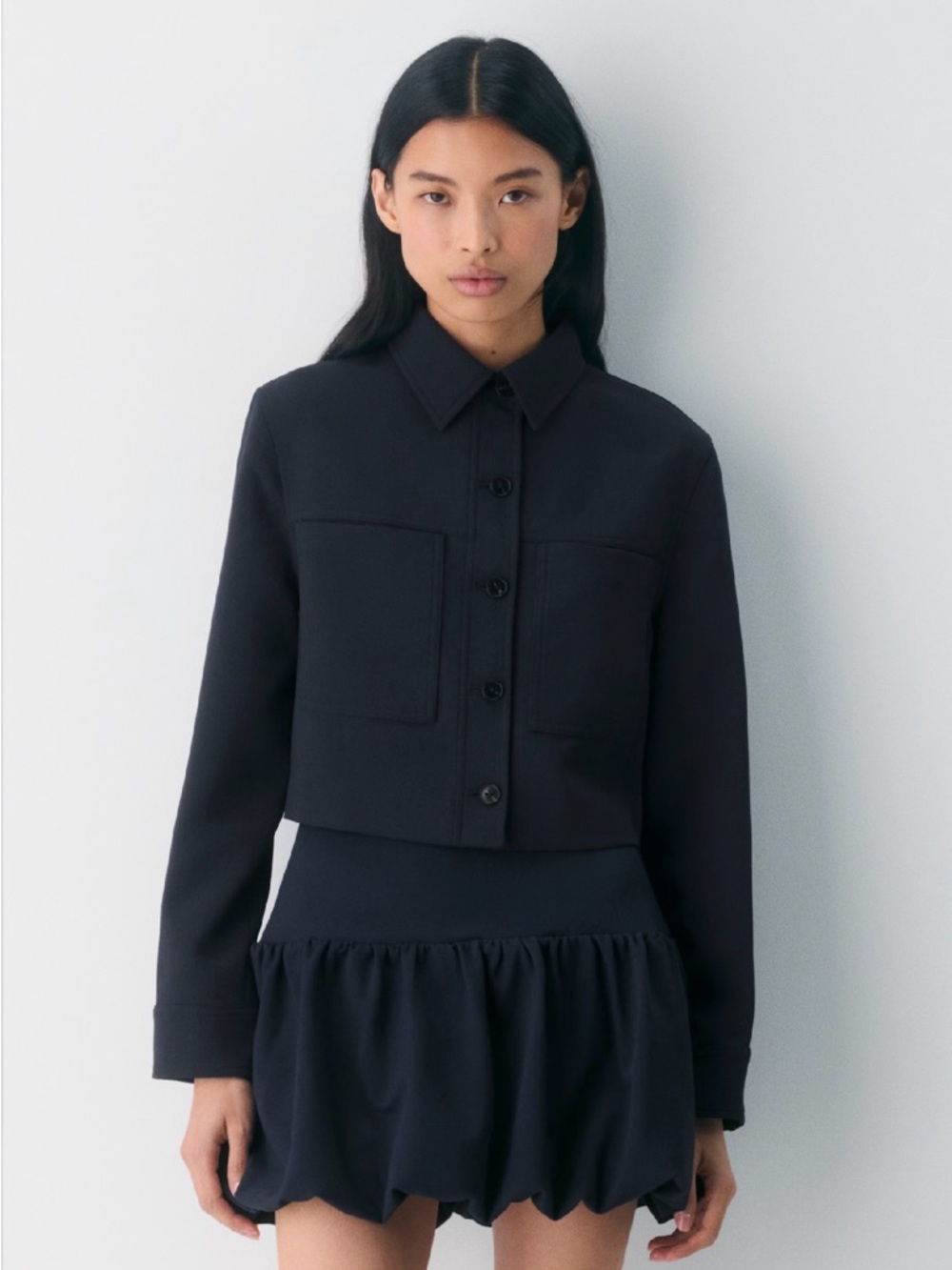 Wilfred Black Cropped Button-Front Jean Jacket